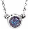 14 Karat White Gold 3 mm Round Lab Alexandrite Bezel Set Solitaire 16 inch Necklace