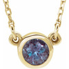 Lab Created Alexandrite 14 Karat Yellow Gold 3 mm Round Lab Created Alexandrite Bezel Set Solitaire 16 inch Necklace