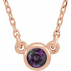 Lab Created Alexandrite 14 Karat Rose Gold 3 mm Round Lab Created Alexandrite Bezel Set Solitaire 16 inch Necklace