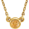 Golden Citrine Pendant in 14 Karat Yellow Gold 3 mm Round Citrine Bezel Set Solitaire 16 inch Necklace