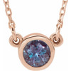 Lab Created Alexandrite 14 Karat Rose Gold 4 mm Round Lab Created Alexandrite Bezel Set Solitaire 16 inch Necklace