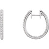 14 Karat White Gold 1.00 Carat Diamond Inside Outside Hinged 27.8 mm Hoop Earrings