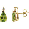 Genuine 14 Karat Yellow Gold Peridot and .08 Carat Diamond Earrings