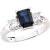Blue Sapphire and Diamond Accented Ring