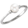 14 Karat White Gold Freshwater Pearl and .025 Carat Diamond Ring