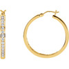 Diamond Earrings in 14 Karat Yellow Gold 1.00 Carat Diamond Hoop Earrings