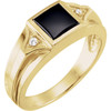 Mens Square  Onyx and Diamond Ring