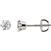 White Diamonds set in 14 Karat White Gold 0.50 Carat Diamond Threaded Post Stud Earrings
