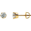 14 Karat Yellow Gold 1.00 Carat Diamond Threaded Post Stud Earrings