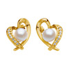 Akoya Cultured Pearl and Diamond Heart Earrings