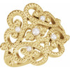 Natural Pearl Ring in 14 Karat Yellow Gold Granulated Design Cultured Pearl Ring
