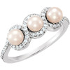 Platinum Freshwater Pearl and 0.25 Carat Diamond Ring