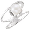 Platinum Freshwater Pearl & 0.12 Carat Diamond Ring