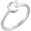 Buy 14 Karat White Gold 4mm White Freshwater Pearl Crescent Ring