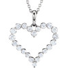 White Diamond Necklace in 14 Karat White Gold 1 Carat Diamond Heart 18 inch Necklace