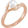 Shop 14 Karat Rose Gold Freshwater Pearl and 0.10 Carat Diamond Ring