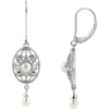 Sterling Silver Freshwater Pearl and .05 Carat Diamond Earrings