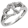 Sterling Silver .05 Carat Diamond Double Heart Design Ring Size 5