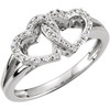 Sterling Silver .05 Carat Diamond Double Heart Design Ring Size 6