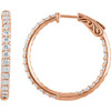 Genuine 14 Karat Rose Gold 2.00 Carat Diamond Inside Outside Hoop Earrings