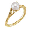14 Karat Yellow Gold Freshwater Pearl and .03 Carat Diamond Bypass Ring