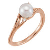 14 Karat Rose Gold Freshwater Pearl and .03 Carat Diamond Bypass Ring