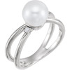 14 Karat White Gold Freshwater Pearl and .04 Carat Diamond Ring