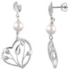 14 Karat Yellow Gold Freshwater Cultured Pearl Leaf and Heart Earrings