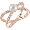 Shop 14 Karat Rose Gold Freshwater Pearl and 0.33 Carat Diamond Ring