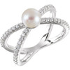 Buy Sterling Silver Freshwater Pearl and 0.33 Carat Diamond Ring