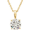 Genuine  14 Karat Yellow Gold 6mm Round Genuine Charles Colvard Forever One Moissanite 18 inch Necklace