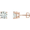 14 Karat Rose Gold 6.5 mm Round Forever One Created Moissanite Earrings