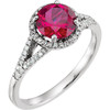 14 Karat White Gold Lab Ruby and 0.17 Carat Diamond Ring