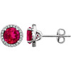 Buy 14 Karat White Gold Ruby and 0.12 Carat Diamond Earrings