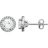 14 Karat White Gold White Sapphire and 0.12 Carat Diamond Earrings