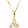 14 Karat Yellow Gold 0.60 Carat Diamond 3 Stone 18 inch Necklace