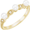 Buy 14 Karat Yellow Gold Freshwater Pearl and .03 Carat  Diamond Stackable Ring