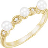 Buy 14 Karat Yellow Gold Freshwater Pearl & .03 Carat  Diamond Stackable Ring