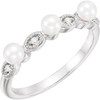 Platinum Freshwater Pearl and .03 Carat  Diamond Stackable Ring