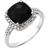 14 Karat White Gold Onyx and .03 Carat Diamond Ring