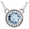 14 Karat White Gold Aquamarine Gem 18 inch Birthstone Necklace