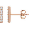 14 Karat Rose Gold 0.10 Carat Round Genuine Diamond Vertical Bar Earrings