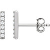 Genuine Platinum 0.10 Carat Diamond Vertical Bar Earrings