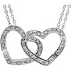Sterling Silver 00.17 Carat Diamond 2-in-1terlocking Heart 18 inch Necklace