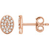 Genuine 14 Karat Rose Gold 0.17 Carat Diamond Oval Cluster Earrings