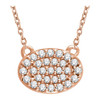 Genuine 14 Karat Rose Gold 0.20 Carat Diamond Oval Cluster 16 inch Necklace