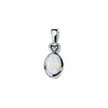 14 Karat White Gold Opal and .02 Carat Diamond Bezel Set Pendant