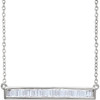 14 Karat White Gold 0.50 Carat Diamond Baguette Bar 16 inch Necklace