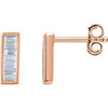 Genuine 14 Karat Rose Gold 0.33 Carat Diamond Baguette Bar Earrings