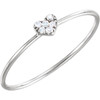 14 Karat White Gold .03 Carat Diamond Petite Heart Ring